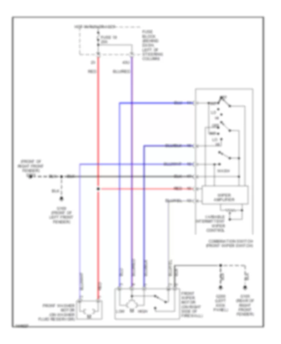 Электросхема передних стеклоочистителей дворников и омывателя лобового стекла для Nissan Pathfinder SE 2001