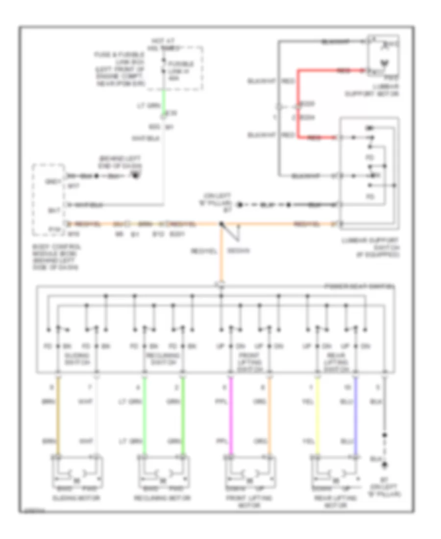 Driver Power Seat Wiring Diagram for Nissan Altima SR 2012