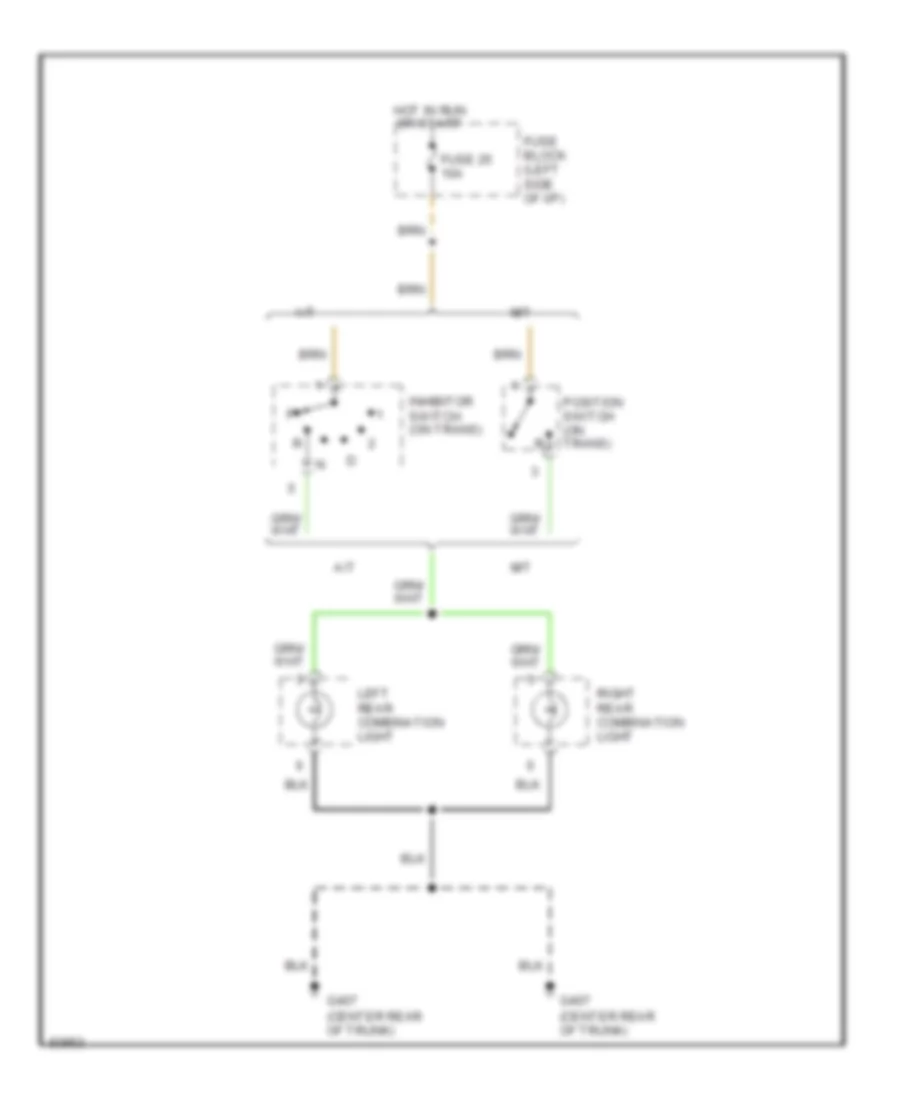 Back up Lamps Wiring Diagram for Nissan Altima XE 1997