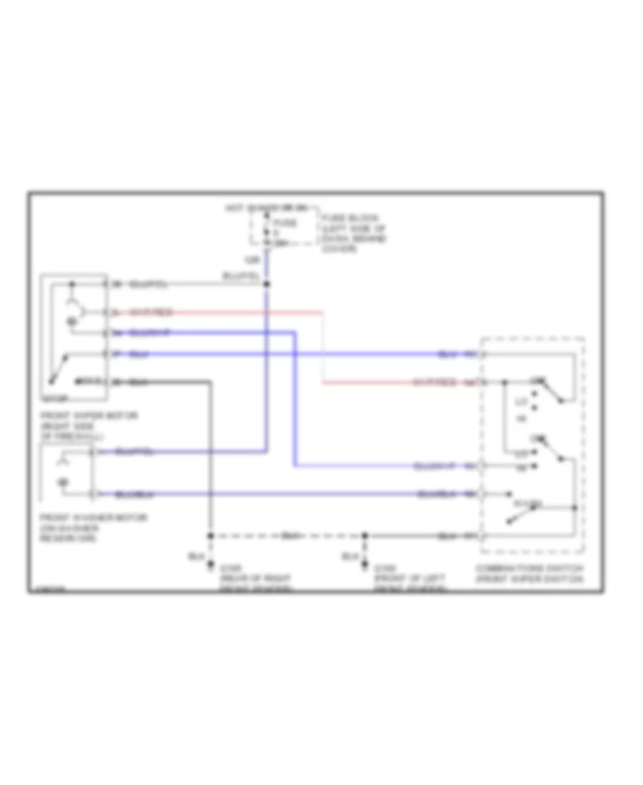 Электросхема стеклоочистителя, дворников и омывателя С 2 скоростями для Nissan Xterra SE 2001