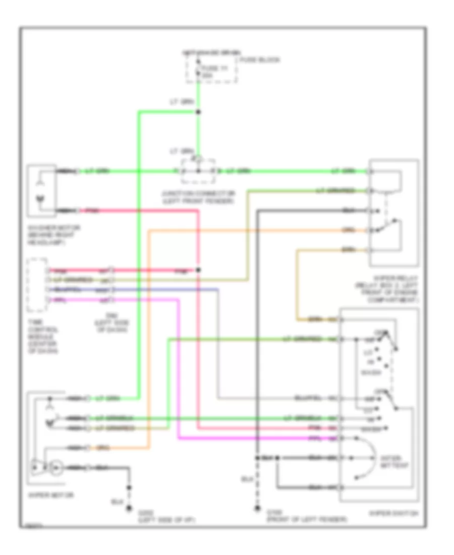 Электросхема стеклоочистителя, дворников и омывателя для Nissan Altima SE 1993