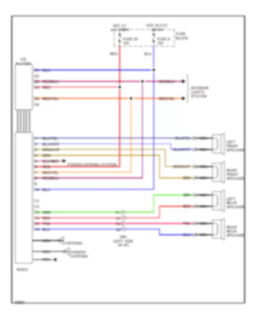 Radio Wiring Diagrams, Except Active Speaker for Nissan Altima XE 1993