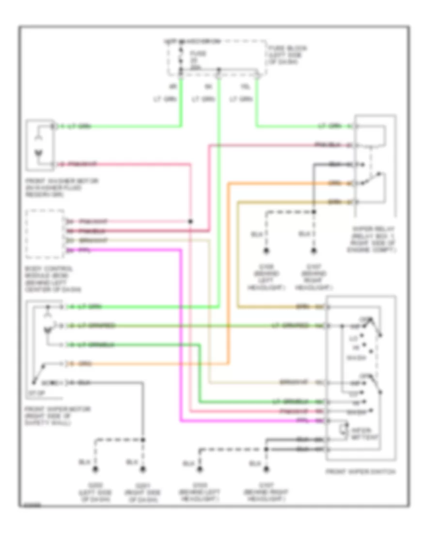 Электросхема стеклоочистителя, дворников и омывателя для Nissan Maxima SE 1997