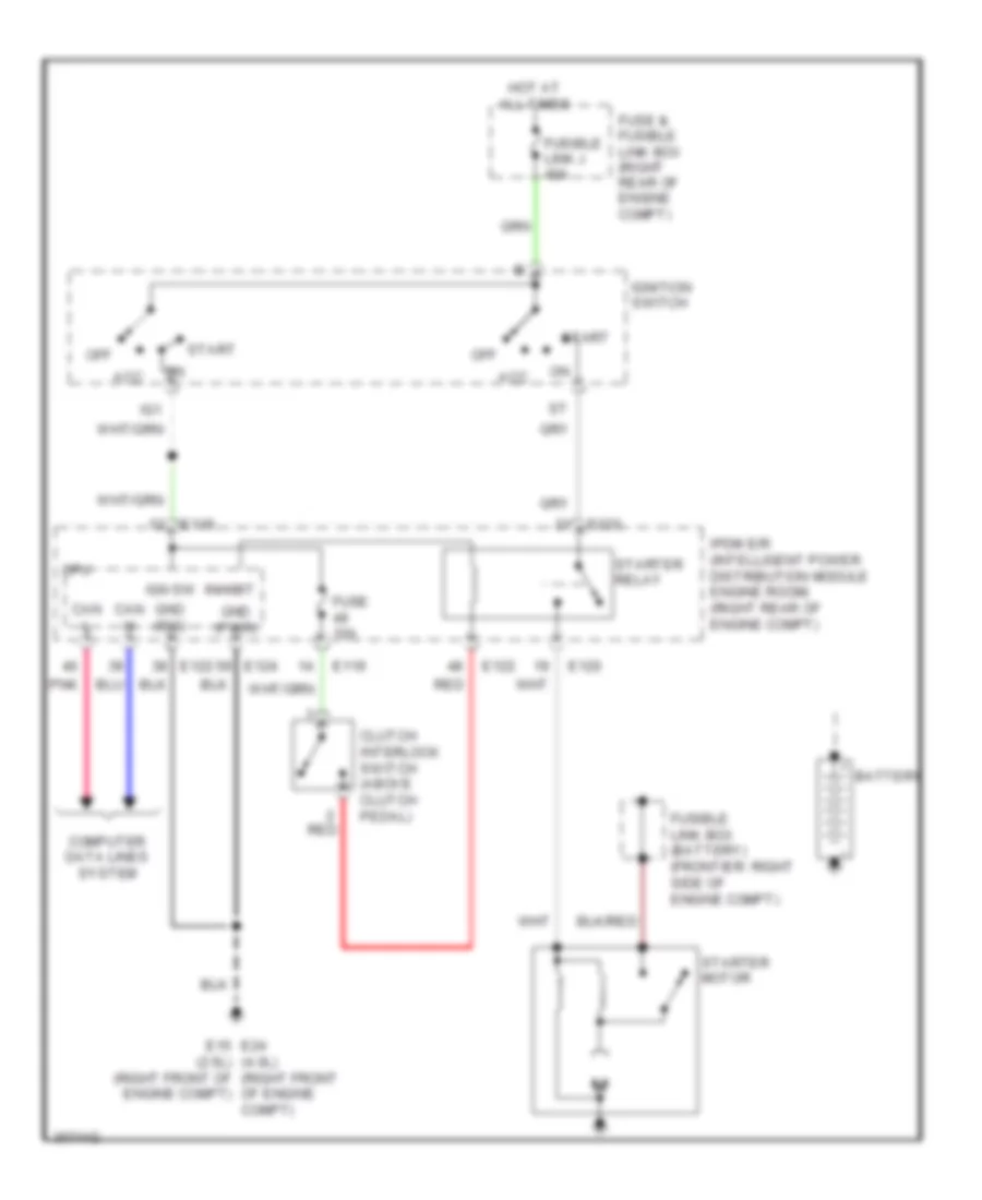 Starting Wiring Diagram, MT without Clutch Interlock for Nissan Frontier SE 2010
