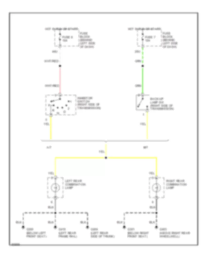 Back up Lamps Wiring Diagram for Nissan Pathfinder LE 1997
