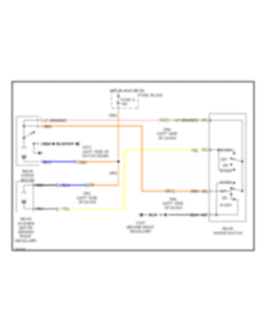Электросхема заднего стеклоочистителя и омывателя стекла для Nissan NX 1993 2000