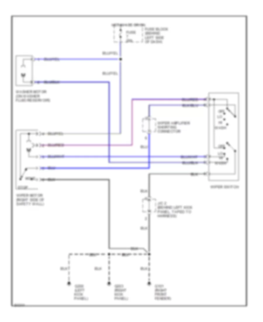 Электросхема стеклоочистителя, дворников и омывателя С 2 скоростями для Nissan Pickup XE 1997