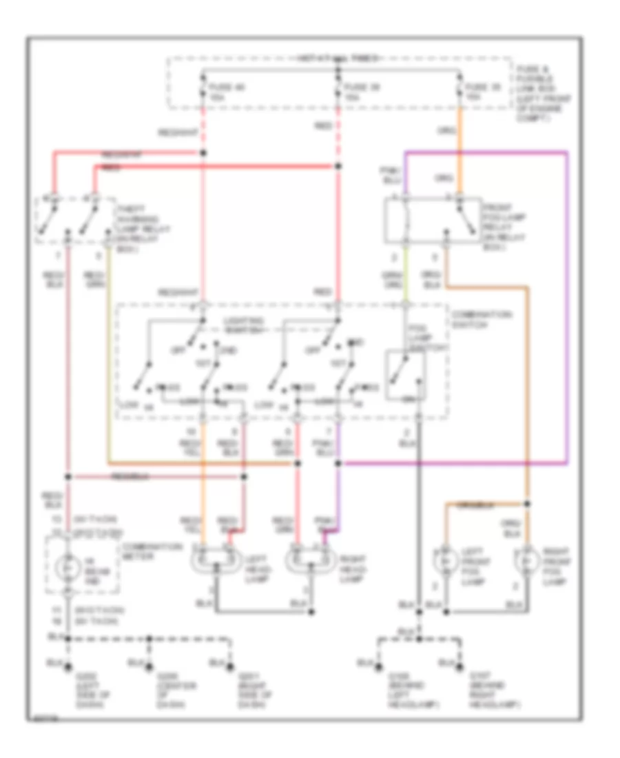 Headlight Wiring Diagram, without DRL for Nissan Sentra 1997