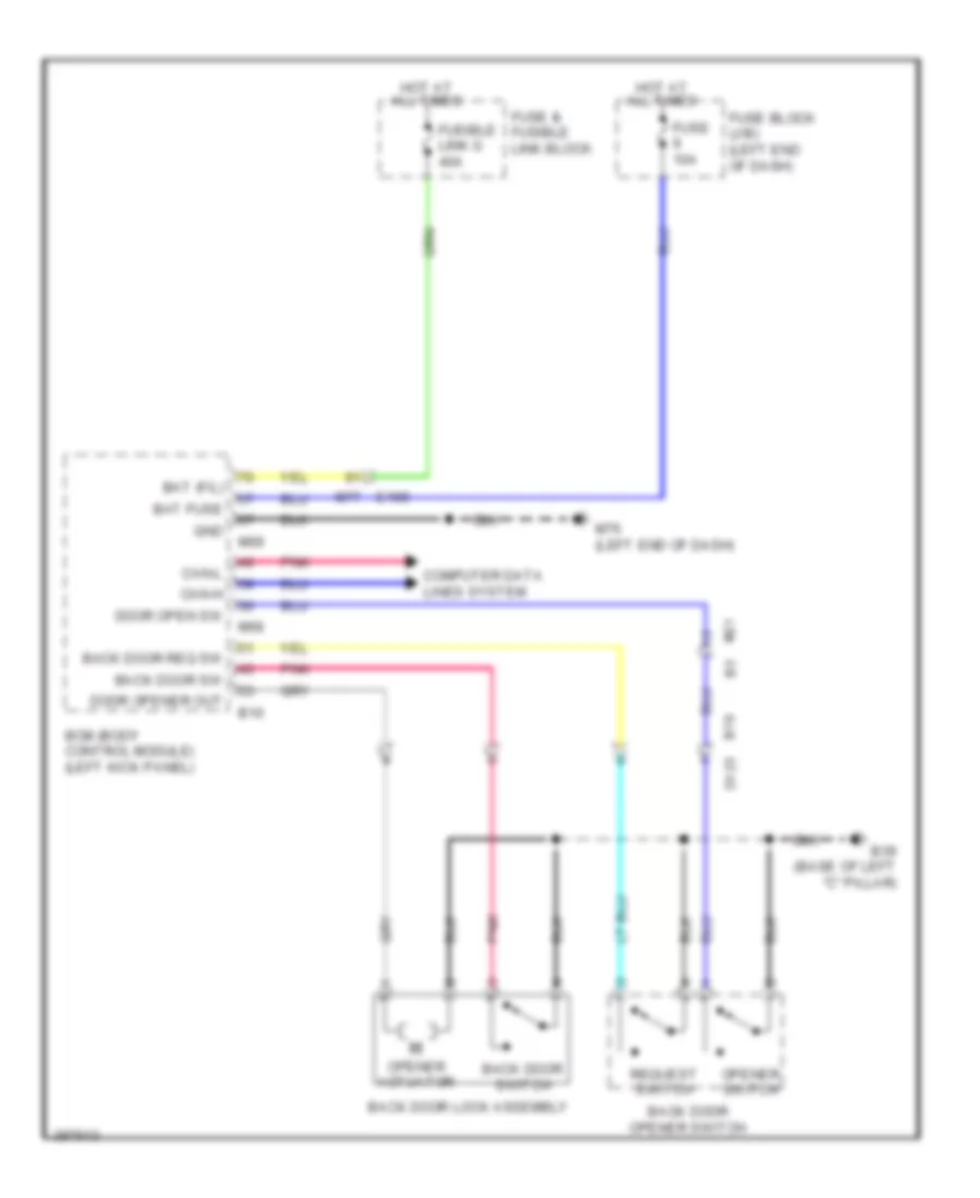 Back Door Opener Wiring Diagram with Intelligent Key Unit for Nissan Juke S 2013