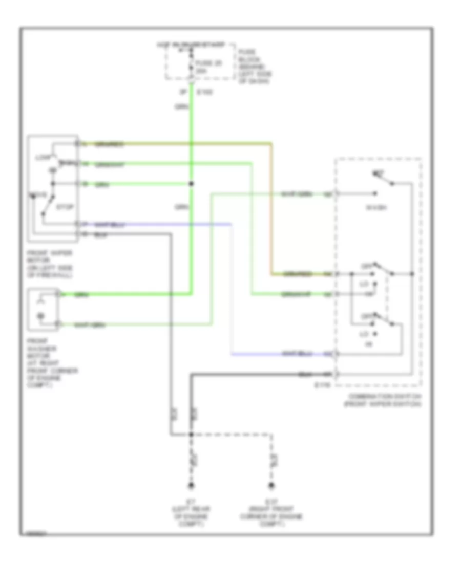 Электросхема передних стеклоочистителей дворников и омывателя лобового стекла С 2 скоростями для Nissan Sentra SE-R Spec V 2005