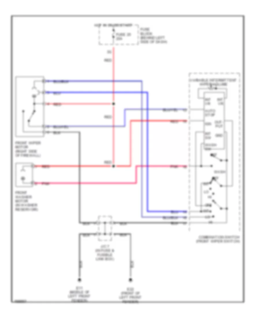 Электросхема стеклоочистителя, дворников и омывателя для Nissan Maxima GLE 2002