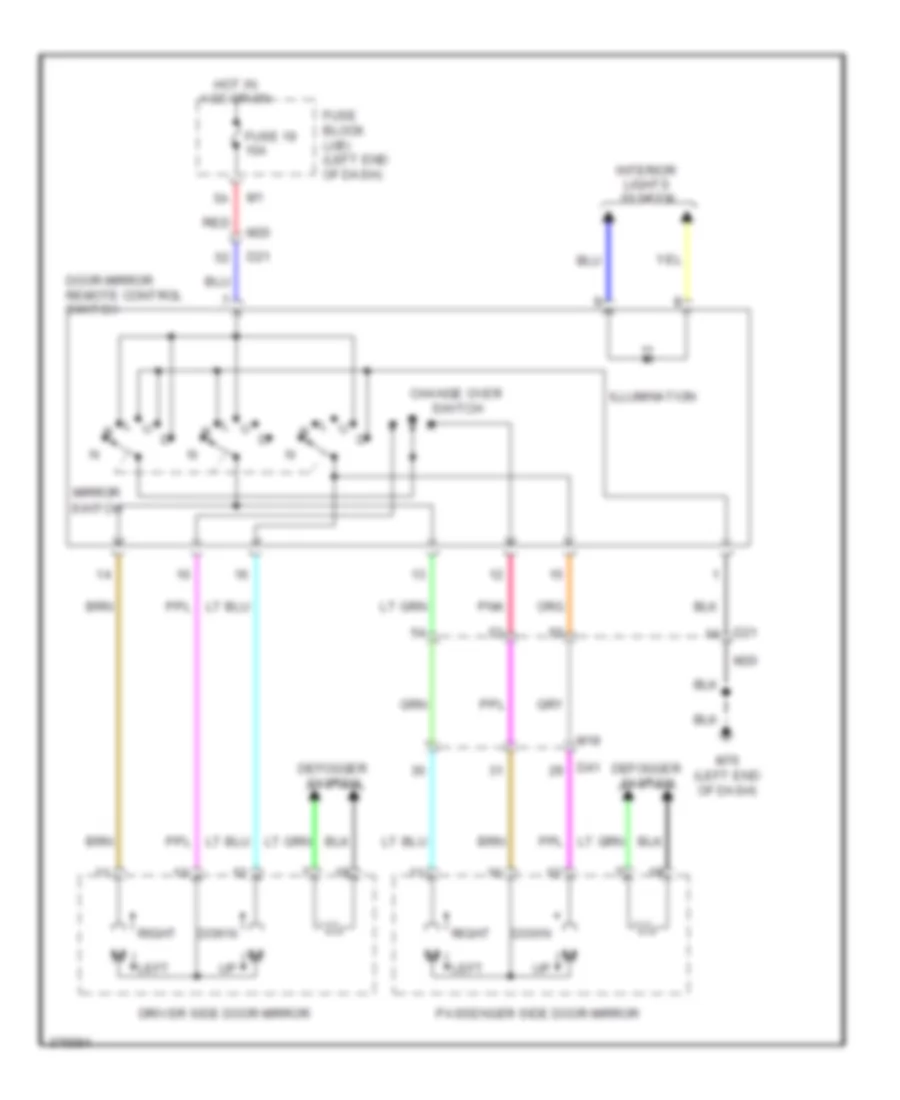 Power Mirrors Wiring Diagram Except Convertible for Nissan Murano LE 2012