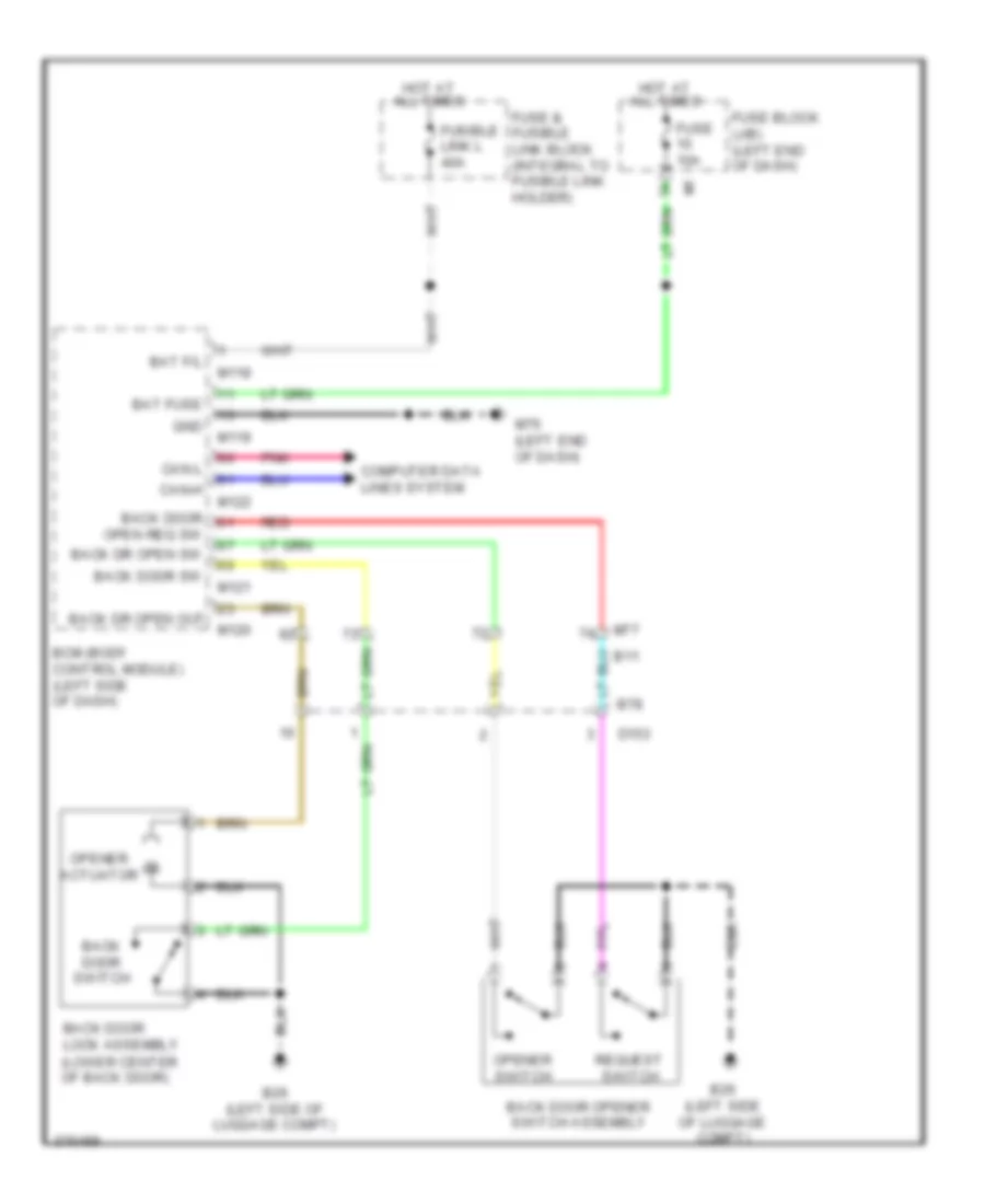 Back Door Wiring Diagram without Automatic Back Door System for Nissan Murano LE 2012