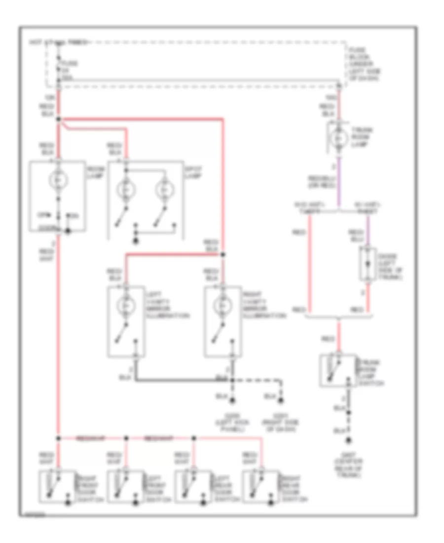 Courtesy Lamps Wiring Diagram without Door Locks for Nissan Altima GLE 1998