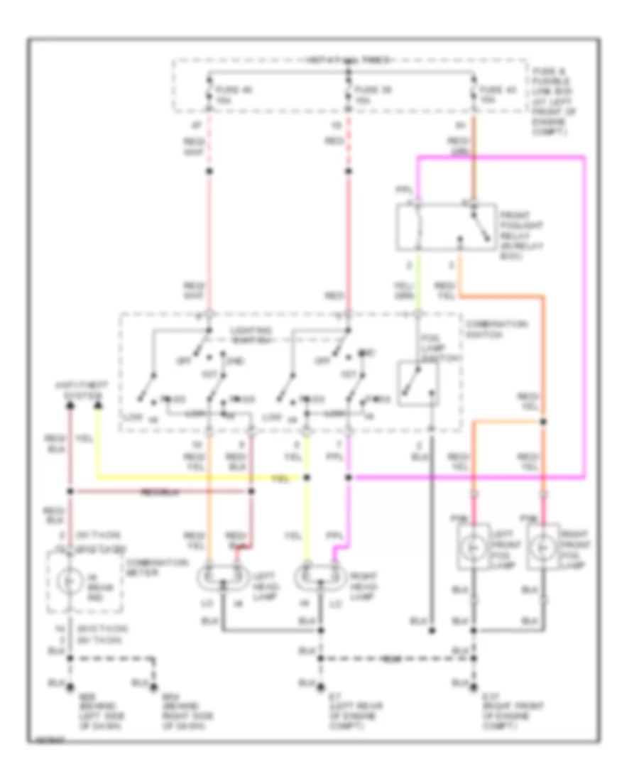 Headlight Wiring Diagram, without DRL for Nissan Sentra GXE 2002