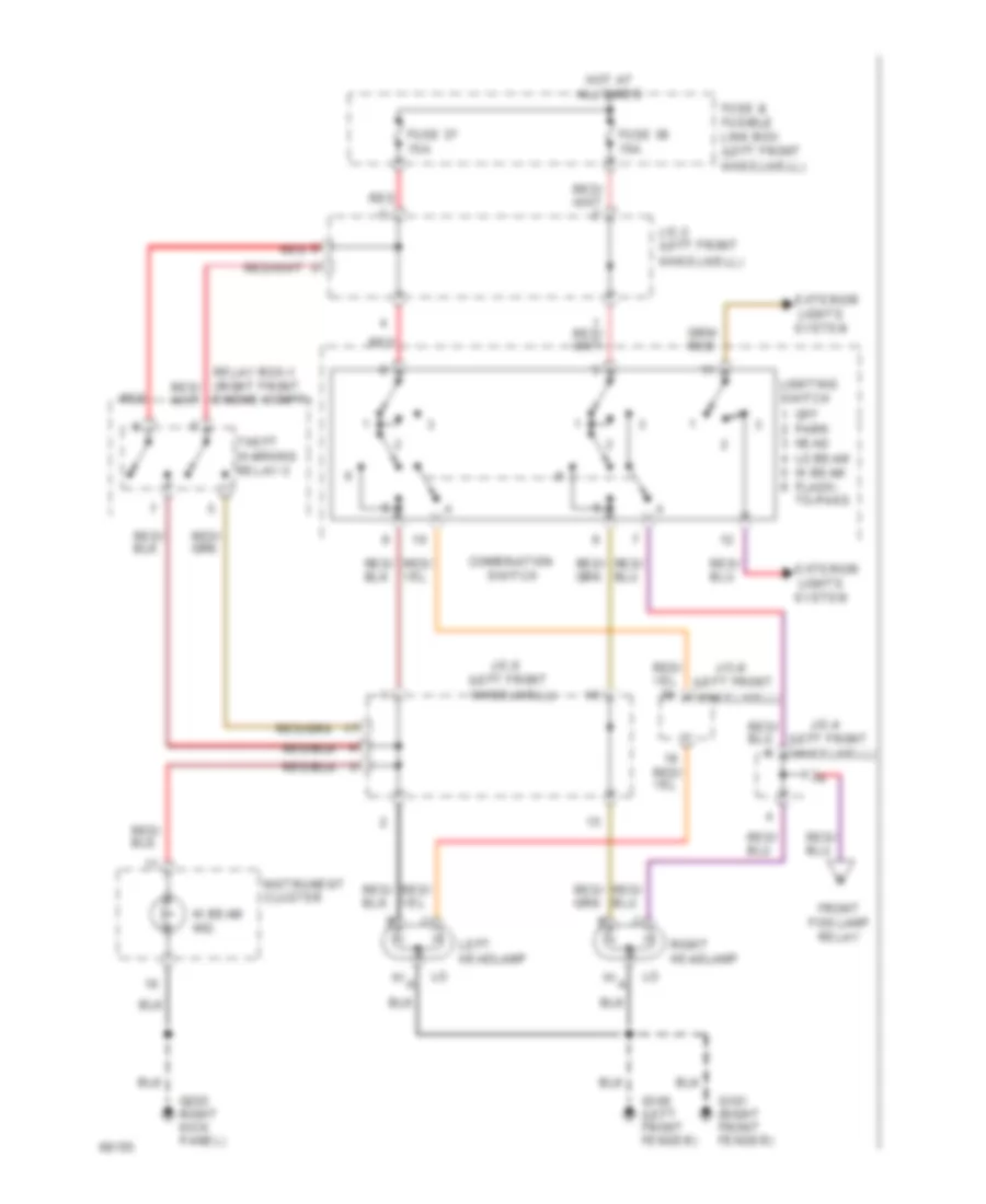 Headlamps Wiring Diagram, without DRL for Nissan Altima GLE 1994