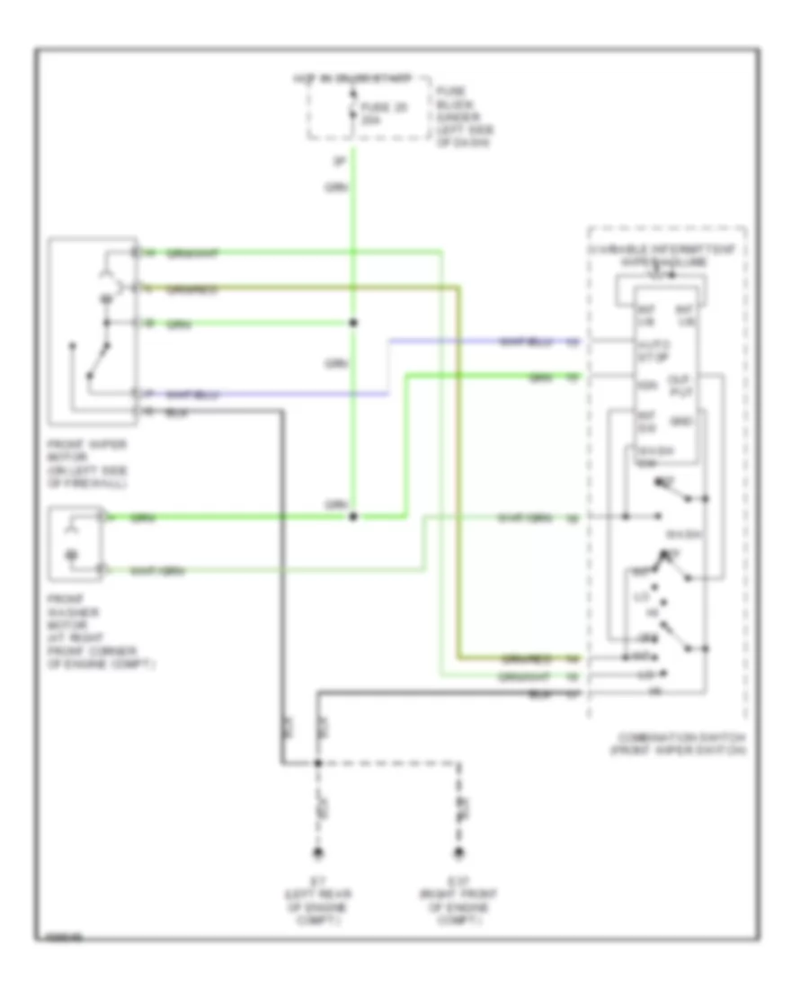 Неустойчивая Электросхема стеклоочистителя, дворников и омывателя для Nissan Sentra SE-R Spec V 2002