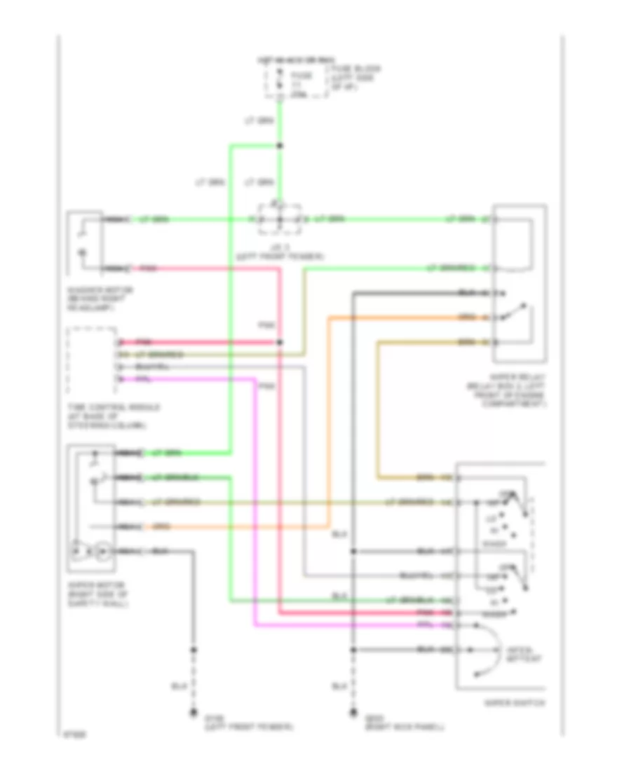 Электросхема стеклоочистителя, дворников и омывателя для Nissan Altima GXE 1994