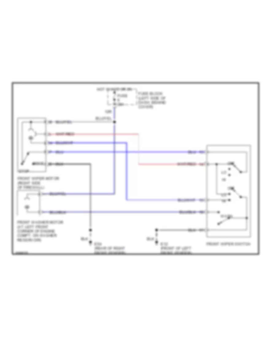 Электросхема стеклоочистителя, дворников и омывателя С 2 скоростями для Nissan Xterra SE 2002