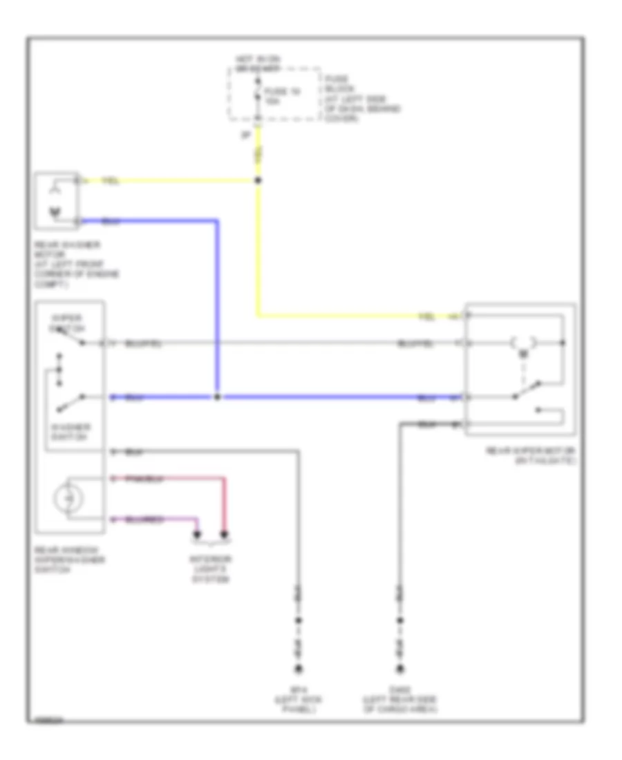 Электросхема заднего стеклоочистителя и омывателя стекла для Nissan Xterra SE 2002