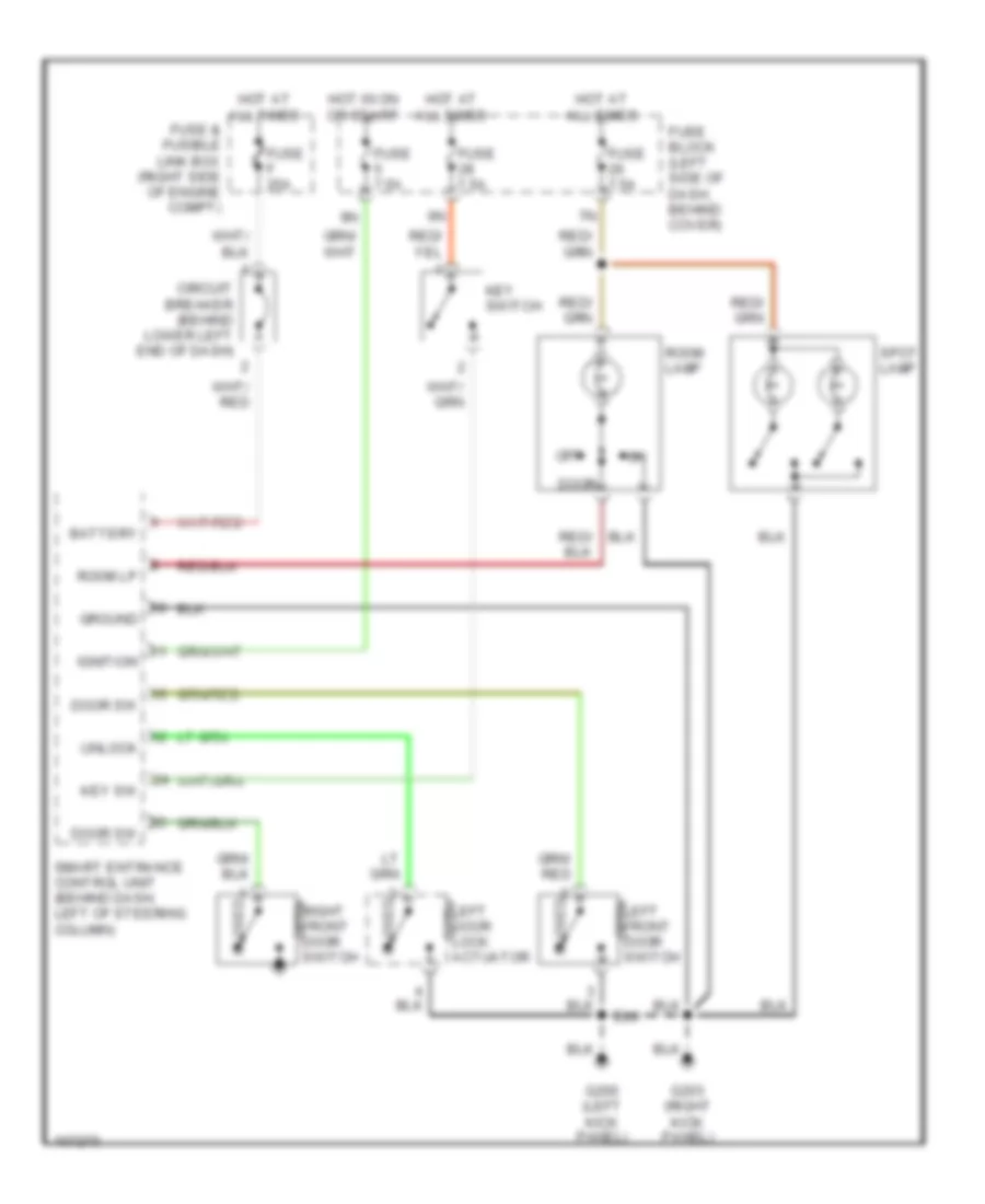 Courtesy Lamps Wiring Diagram with Door Locks for Nissan Frontier SE 1998