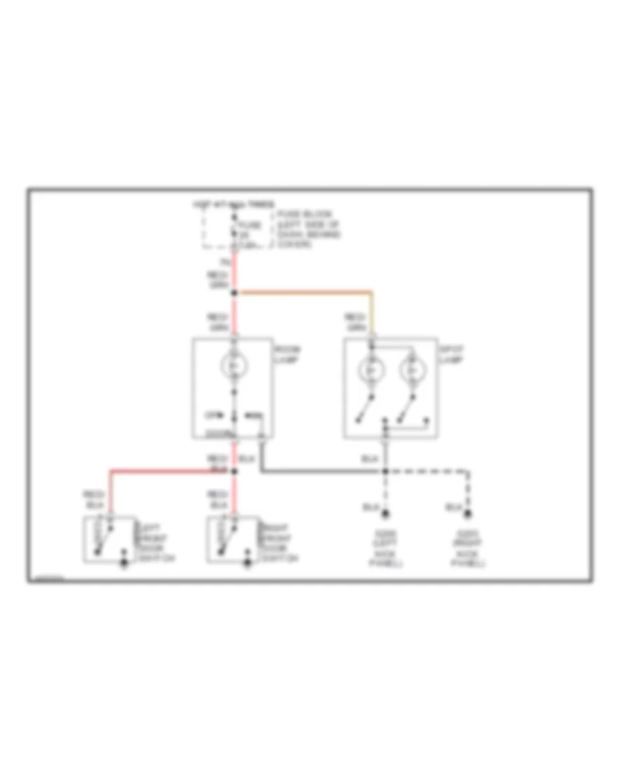 Courtesy Lamps Wiring Diagram, without Door Locks for Nissan Frontier SE 1998