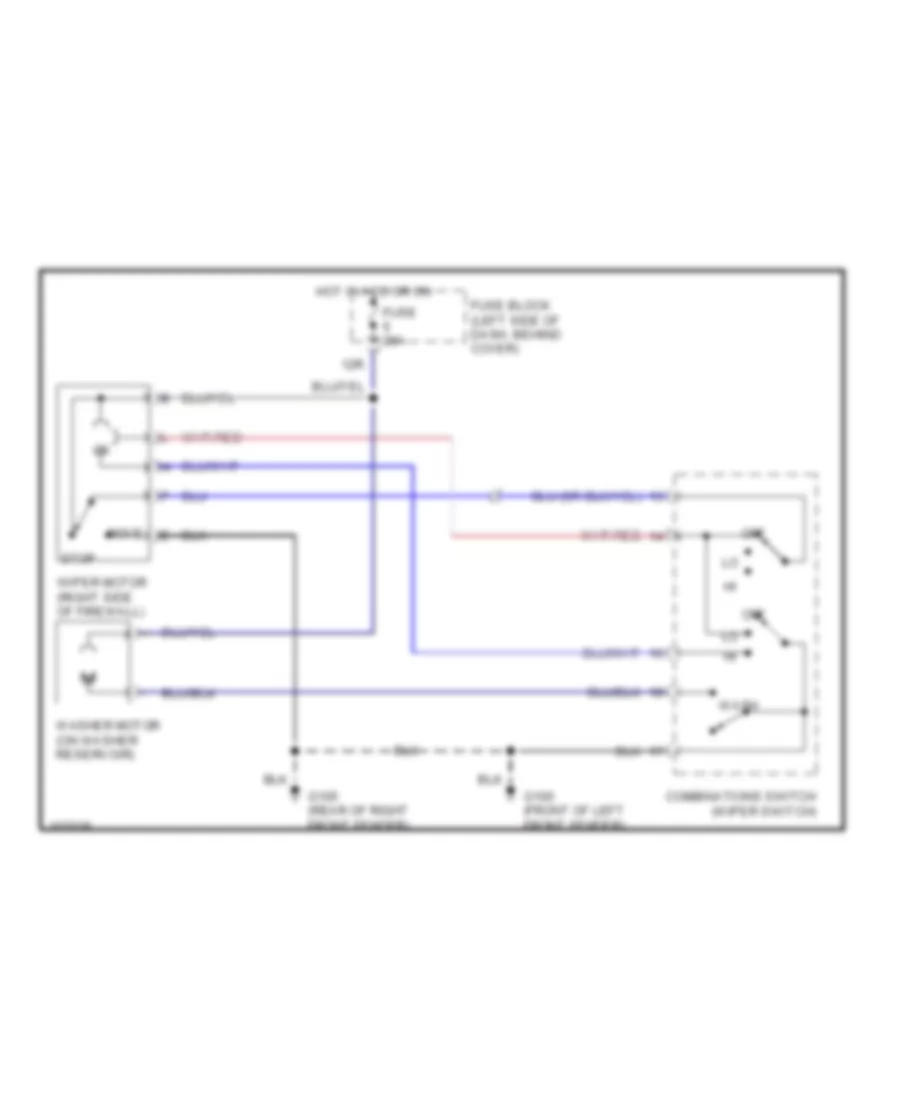 Электросхема стеклоочистителя, дворников и омывателя С 2 скоростями для Nissan Frontier XE 1998