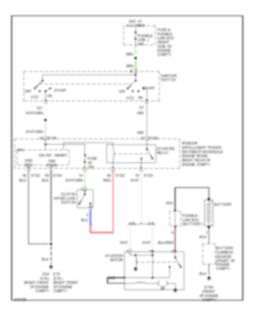 Starting Wiring Diagram, MT without Clutch Interlock for Nissan Frontier LE 2006