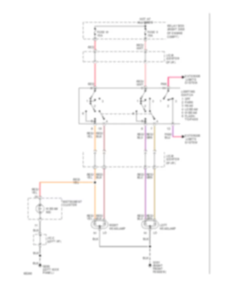 Headlight Wiring Diagram, without DRL for Nissan Pickup SE 1994