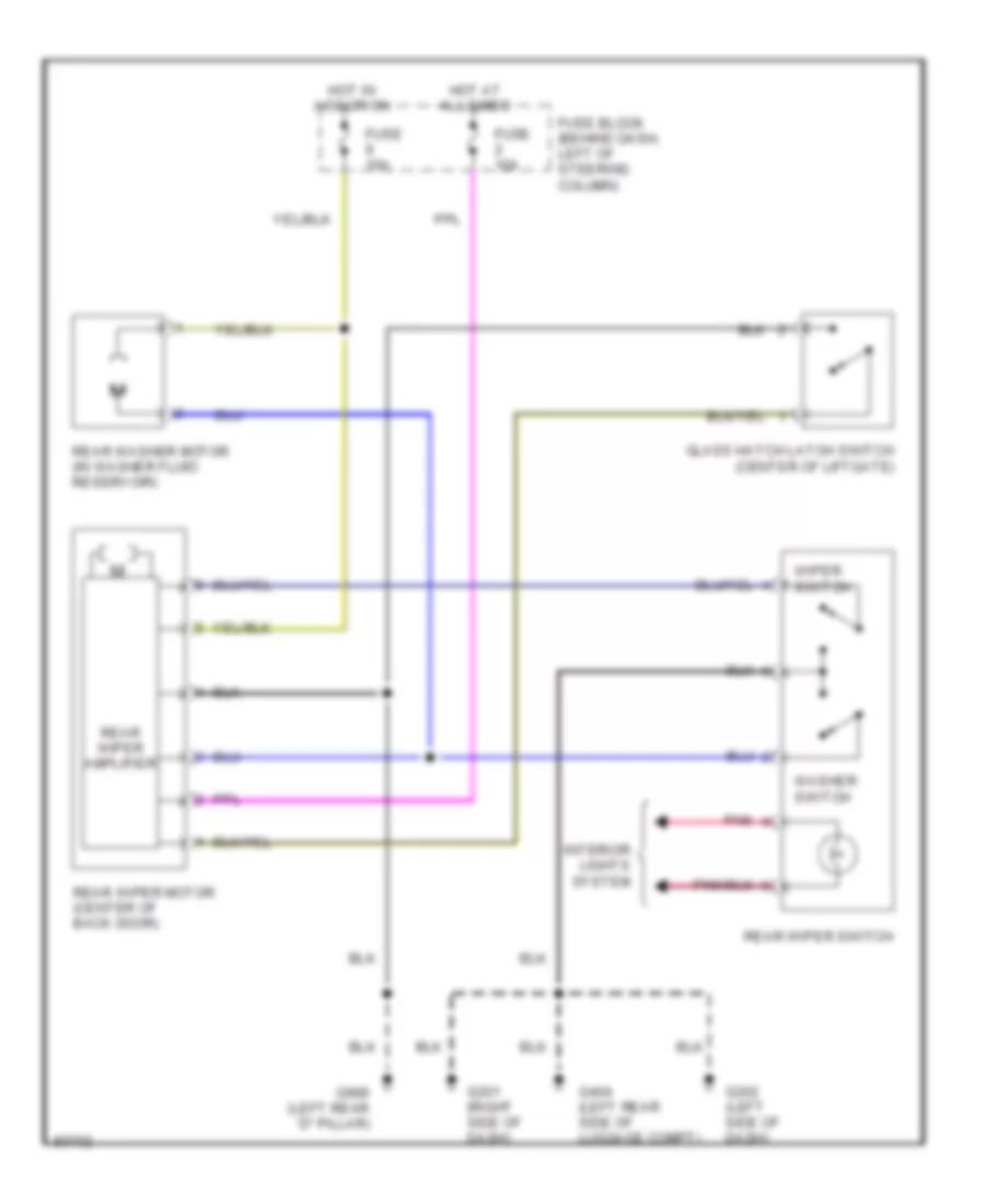 Электросхема заднего стеклоочистителя дворника и омывателя, С Подвижное Стекло Двери багажника для Nissan Quest XE 1998