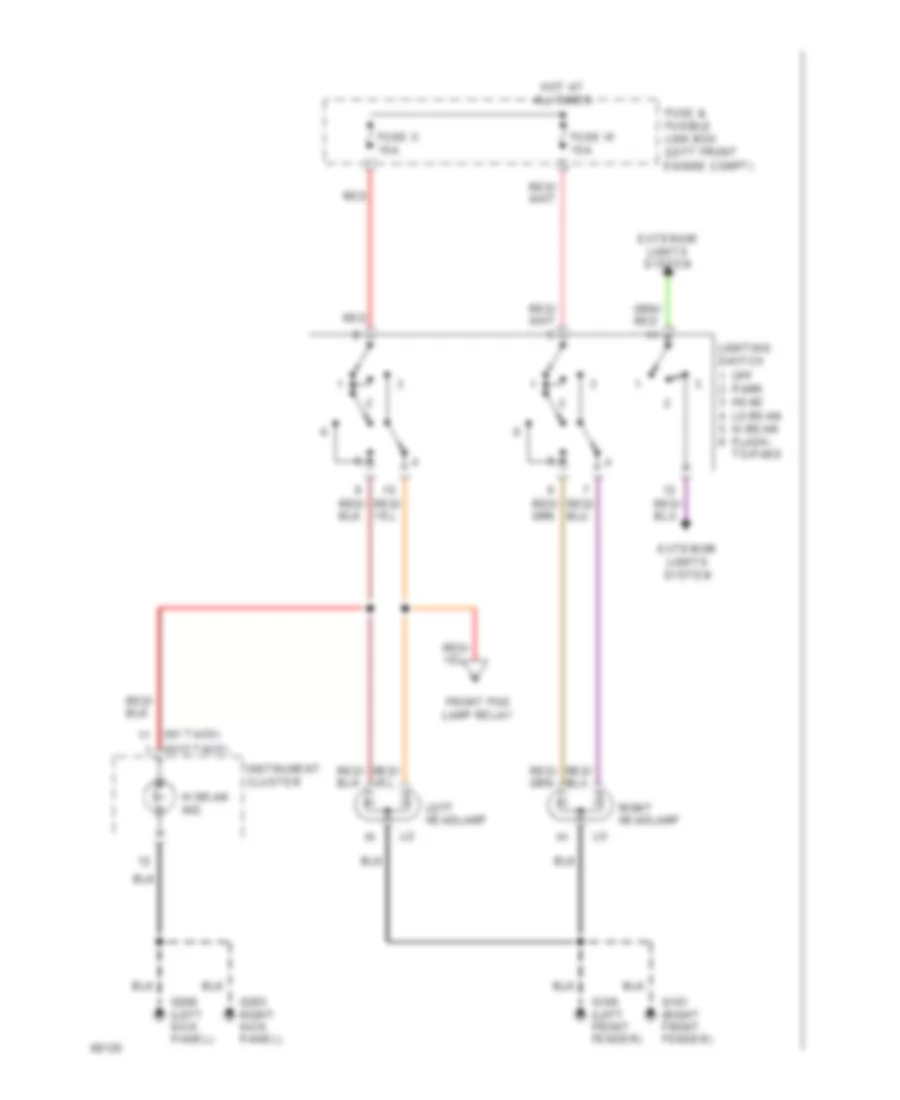 Headlamps Wiring Diagram without DRL for Nissan Sentra E 1994