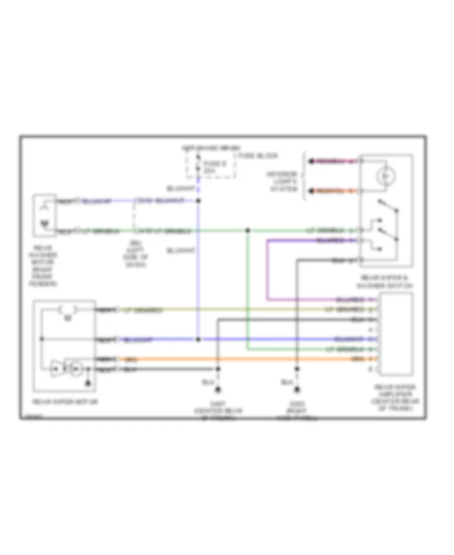 Электросхема заднего стеклоочистителя дворника и омывателя для Nissan 240SX XE 1990