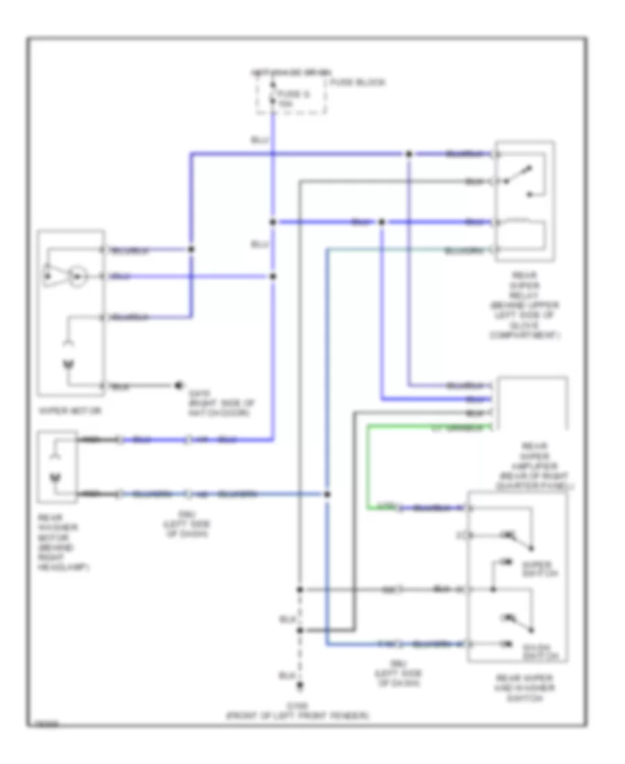 Электросхема заднего стеклоочистителя дворника и омывателя для Nissan Axxess SE 1990