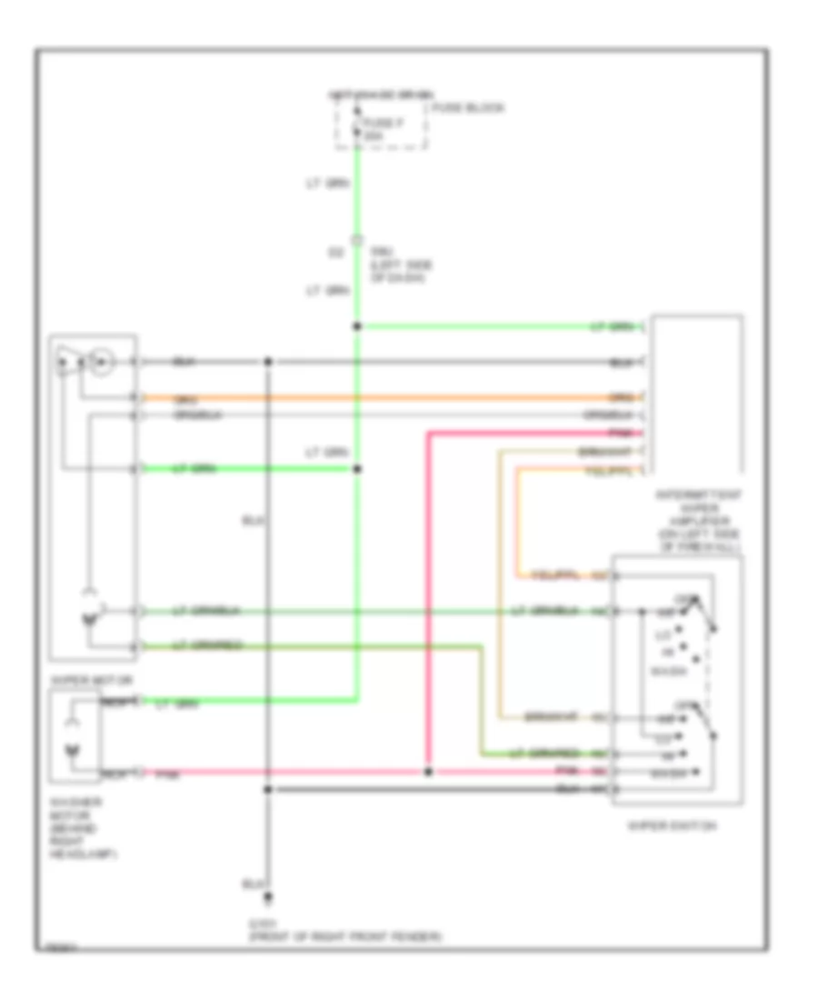 Электросхема передних стеклоочистителей дворников и омывателя лобового стекла для Nissan Axxess XE 1990