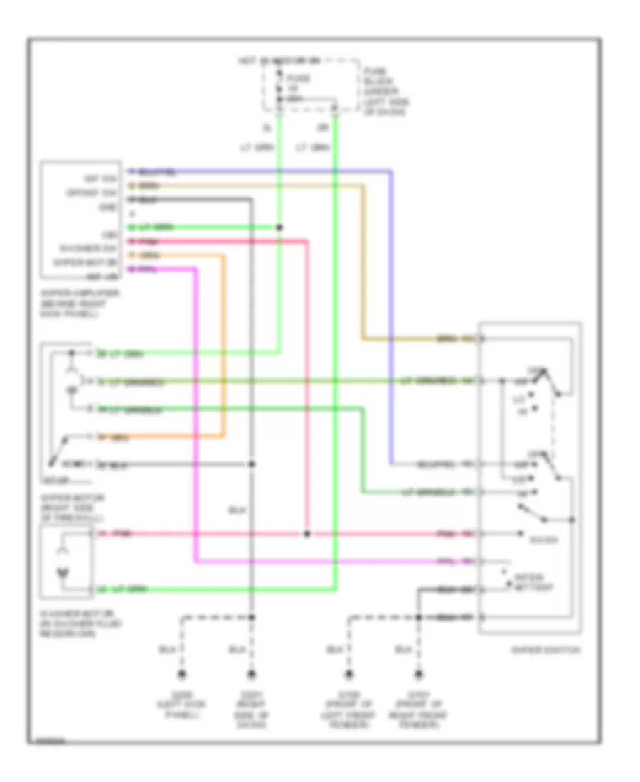 Электросхема стеклоочистителя, дворников и омывателя для Nissan Altima GXE 1999
