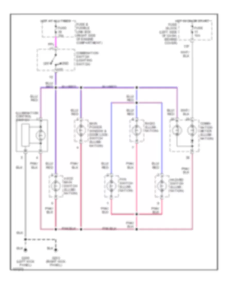 Instrument Illumination Wiring Diagram for Nissan Frontier XE 1999