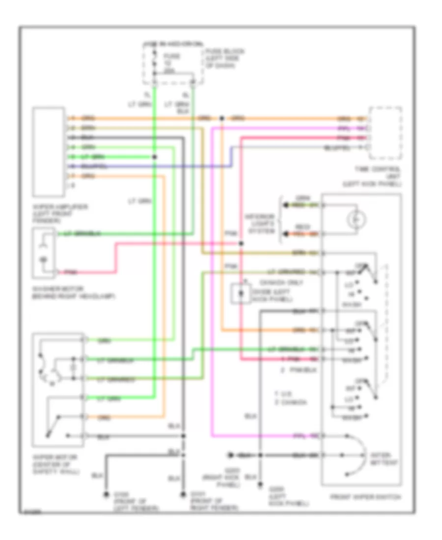 Электросхема передних стеклоочистителей дворников и омывателя лобового стекла для Nissan 300ZX 2+2 1995