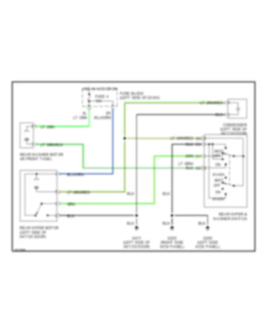 Электросхема заднего стеклоочистителя дворника и омывателя для Nissan 300ZX 2+2 1995