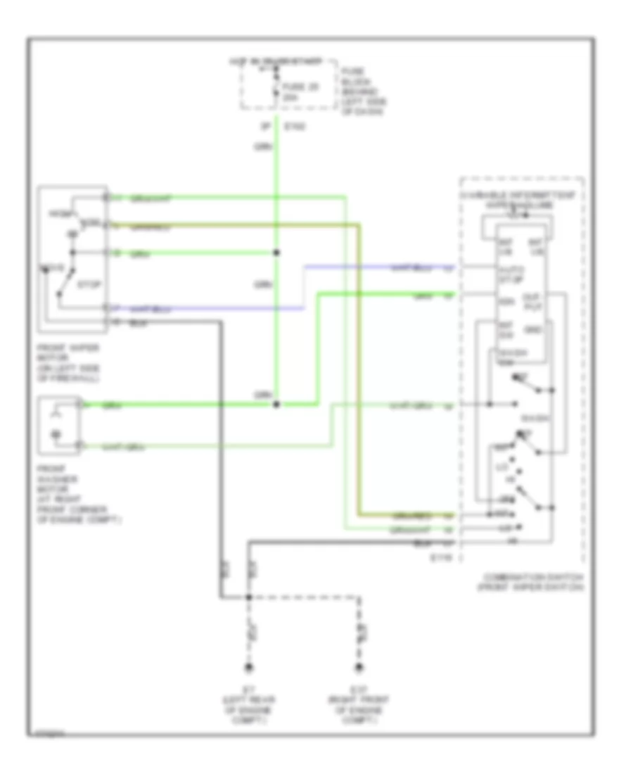 Неустойчивая Электросхема стеклоочистителя, дворников и омывателя для Nissan Sentra XE 2003