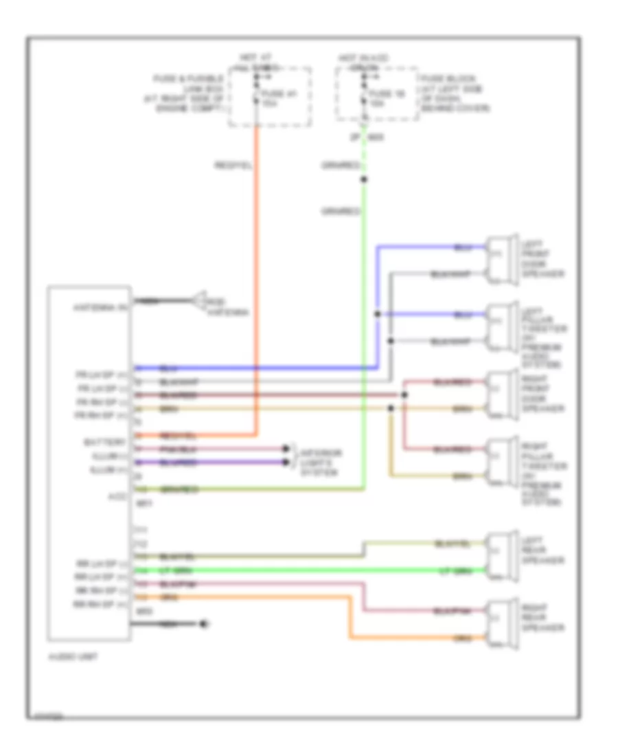 Radio Wiring Diagram, without Amplifier for Nissan Xterra SE SC 2003