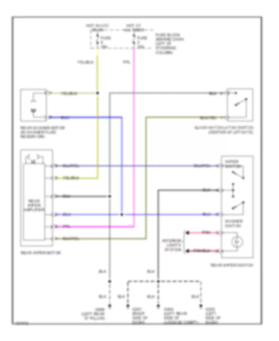 Электросхема заднего стеклоочистителя дворника и омывателя, С Подвижное Стекло Двери багажника для Nissan Quest GLE 1999