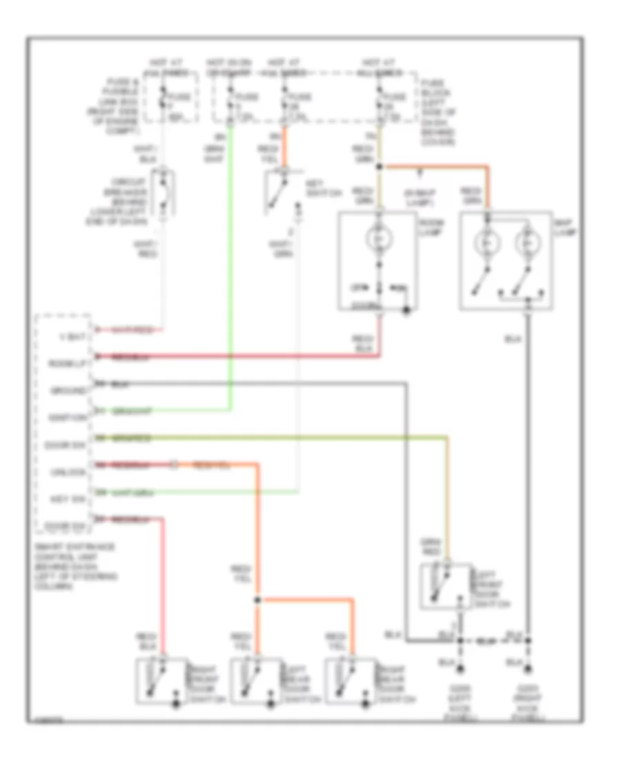 Courtesy Lamps Wiring Diagram Crew Cab with Power Door Locks for Nissan Frontier SE 2000