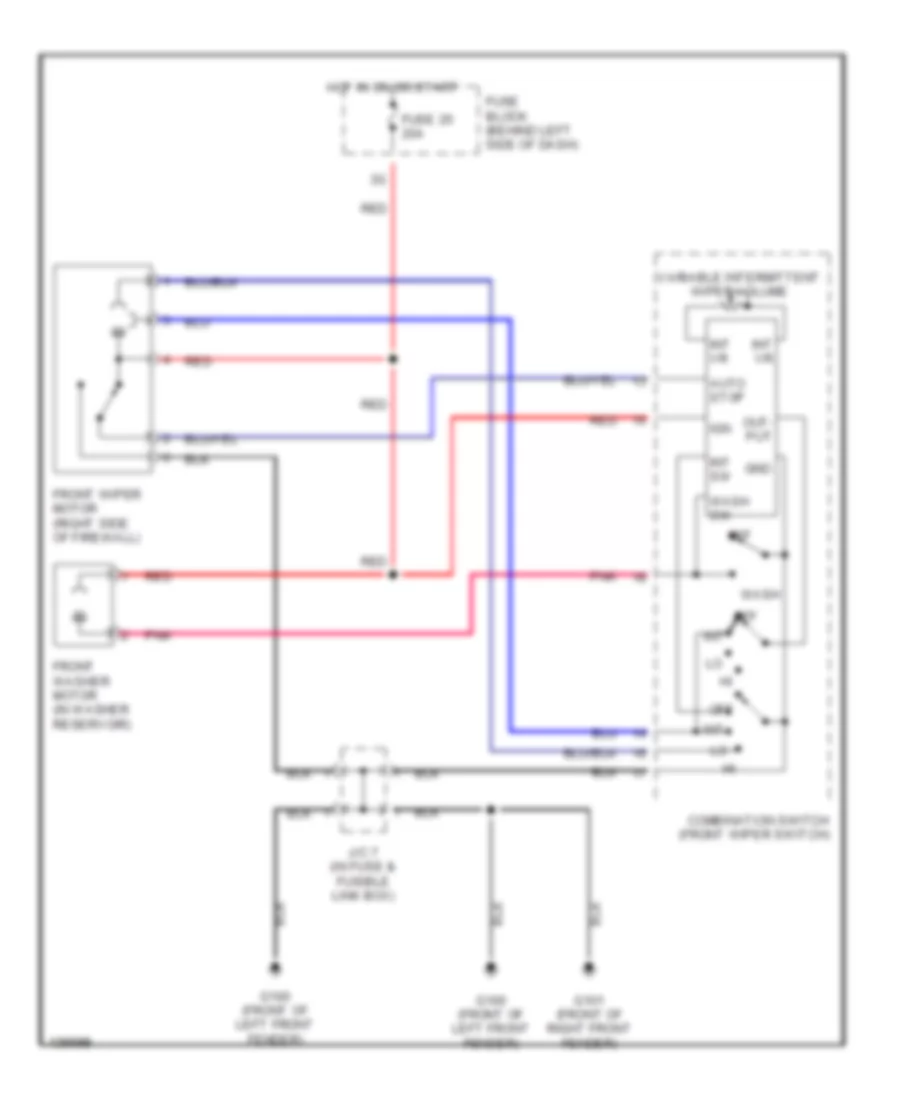 Электросхема стеклоочистителя, дворников и омывателя для Nissan Maxima GXE 2000