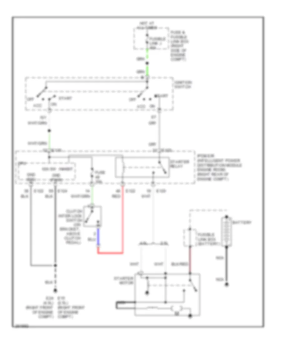 Starting Wiring Diagram, MT without Clutch Interlock for Nissan Frontier LE 2007