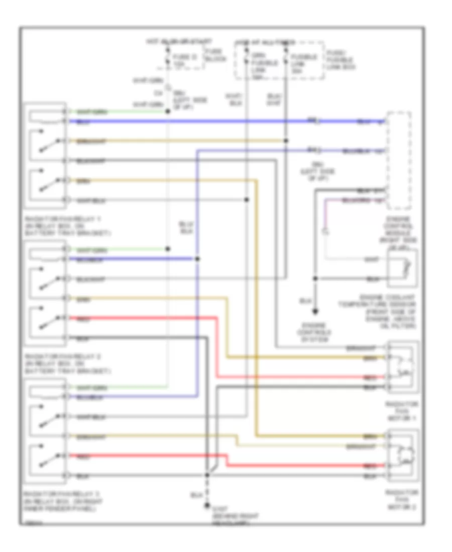 2.0L, Cooling Fan Wiring Diagram, AT for Nissan Sentra E 1991
