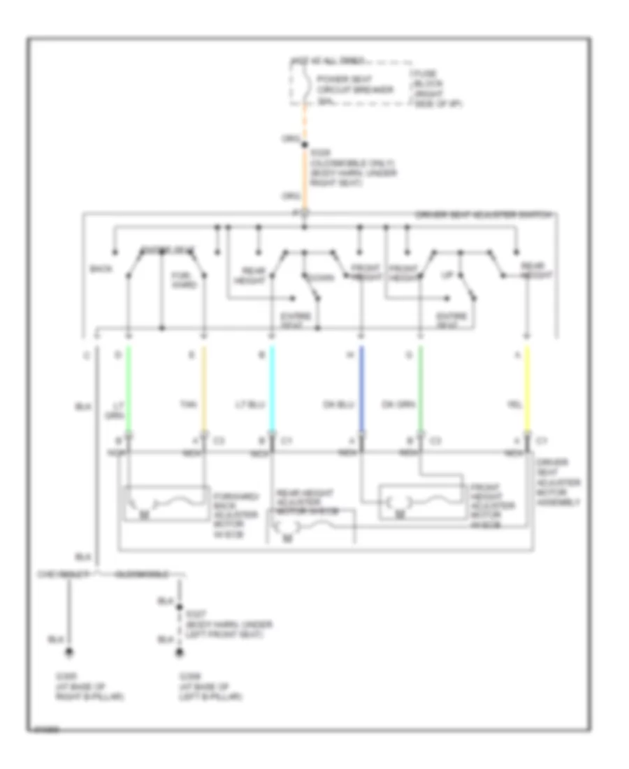 Электросхема привода сидений с 6 путями для Oldsmobile Cutlass Supreme SL 1997