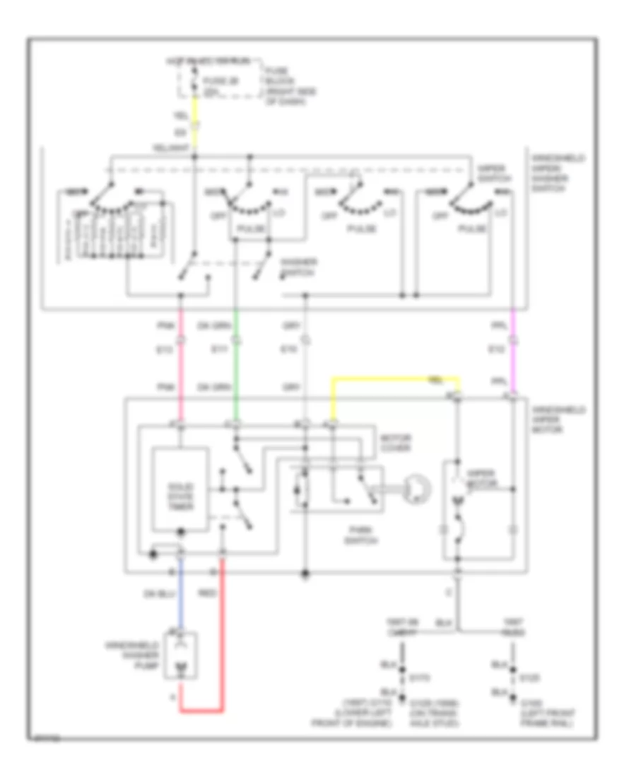 Электросхема стеклоочистителя, дворников и омывателя для Oldsmobile Cutlass Supreme SL 1997