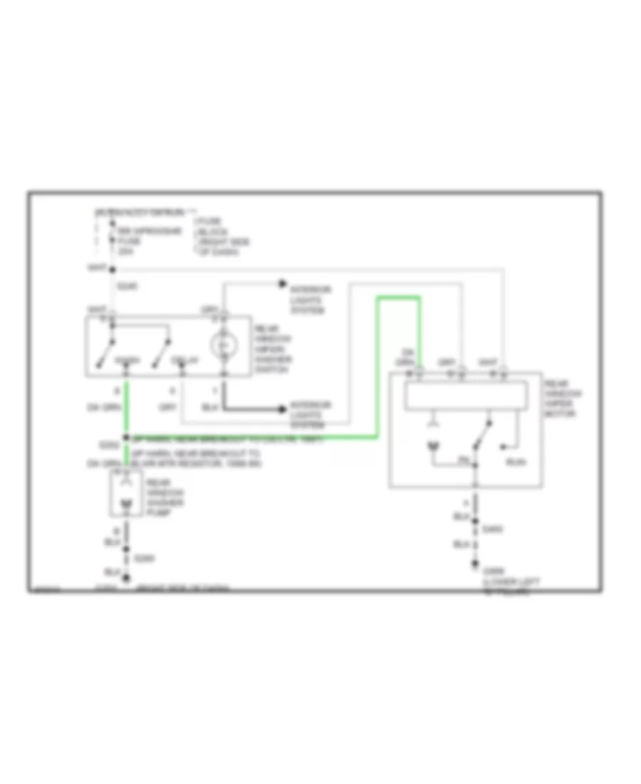 Электросхема заднего стеклоочистителя дворника и омывателя для Oldsmobile Silhouette 1997