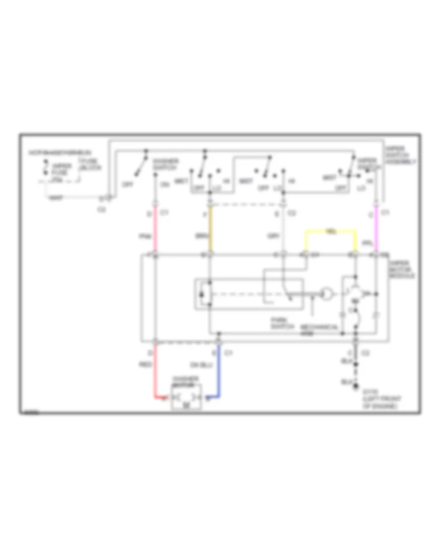 Электросхема стеклоочистителя, дворников и омывателя С 2 скоростями для Oldsmobile Cutlass Calais 1990