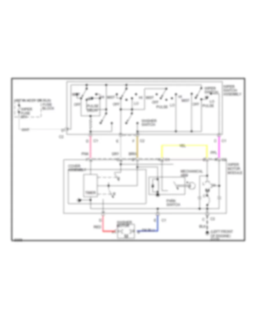 Электросхема стеклоочистителя, дворников и омывателя Интервала для Oldsmobile Cutlass Calais 1990